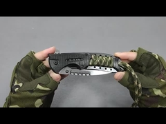 Vente en gros personnalisée OEM camping en plein air chasse à la corde de poignée en plastique lame d'acier noir poche pliable