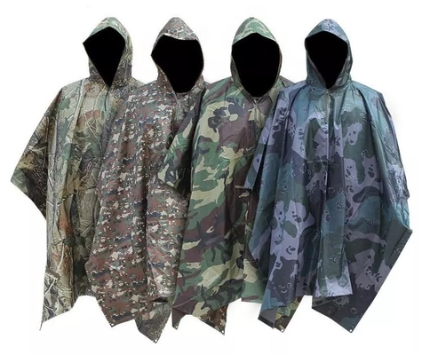 Rain Puncho Tactical Outdoor Gear Polyester Armée Poncho Imperméable