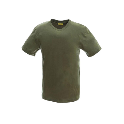 La chemise 100% militaire de cou de rond de tissu de coton d'usage d'armée de T-shirt tactique vert de coton a tricoté la chemise d'hommes