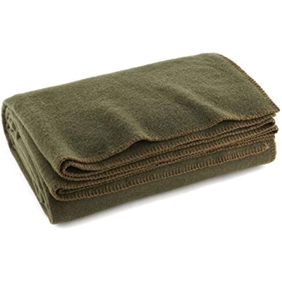 Vente en gros Soft 80% Wool Blanket Military Use Army Green