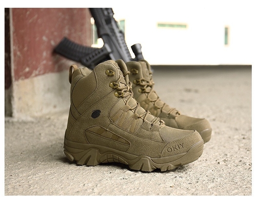 Bottes d'alpinisme haut de gamme en gros Bottes tactiques brunes pour hommes Bottes d'entraînement imperméables à l'eau antidérapantes