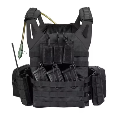 Tactico cuir noir épaule Molle sacs de plaque de transporteur de formation gilet tactique avec sac à eau