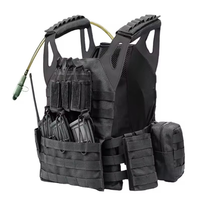 Tactico cuir noir épaule Molle sacs de plaque de transporteur de formation gilet tactique avec sac à eau