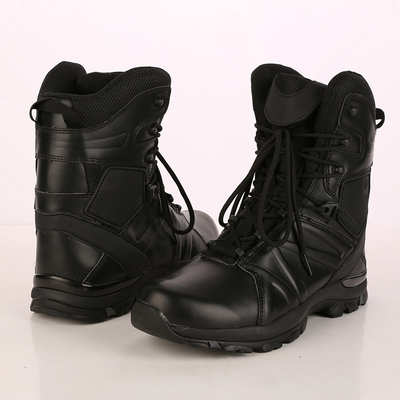 Bottes de combat à talons intermédiaires isolées en cuir durable