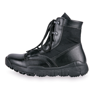 Bottes tactiques à demi-cheveu avec en cuir imperméable, lacets et doublure en coton