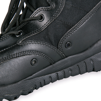 Bottes tactiques à demi-cheveu avec en cuir imperméable, lacets et doublure en coton