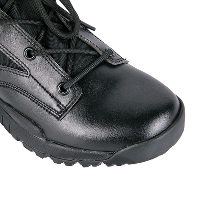 Bottes tactiques à demi-cheveu avec en cuir imperméable, lacets et doublure en coton