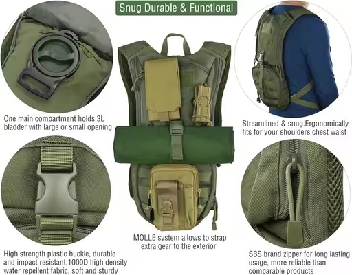 Sac à dos Tactique Molle 3L Pour le vélo La randonnée La course à pied La montagne Le sac de stockage d'eau