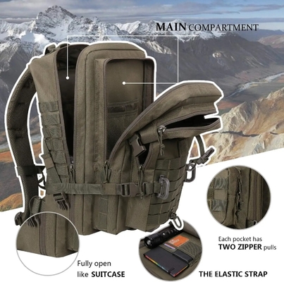 Alpinisme randonnée sac tactique gymnase sport intérieur fermeture à glissière poche 600D polyester rangement de voyage sac à dos tactique