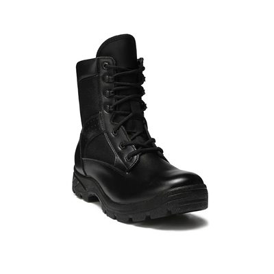 Souliers en caoutchouc en PU noir en extérieur chaussures de combat en cuir tactique pour hommes
