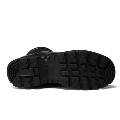 Souliers en caoutchouc en PU noir en extérieur chaussures de combat en cuir tactique pour hommes