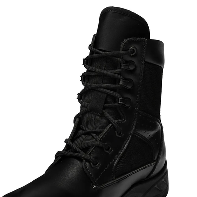 Souliers en caoutchouc en PU noir en extérieur chaussures de combat en cuir tactique pour hommes