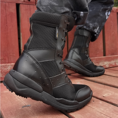 Bottes de combat ultra-légères respirantes de couleur sable noir Bottes de combat en treillis de haut