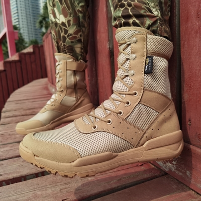 Bottes de combat ultra-légères respirantes de couleur sable noir Bottes de combat en treillis de haut