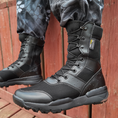 Bottes de combat ultra-légères respirantes de couleur sable noir Bottes de combat en treillis de haut