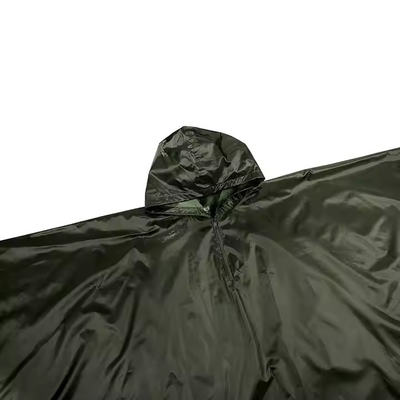Vêtement de pluie poncho en polyester respirant vert olive pour les activités de plein air