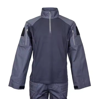 Costume tactique à fermeture à glissière en bleu foncé avec logo personnalisé