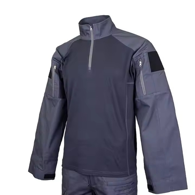 Costume tactique à fermeture à glissière en bleu foncé avec logo personnalisé