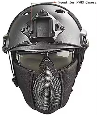 Casque tactique combiné avec une protection de l'oreille pliable Masque à demi-mesure et ensemble de verres