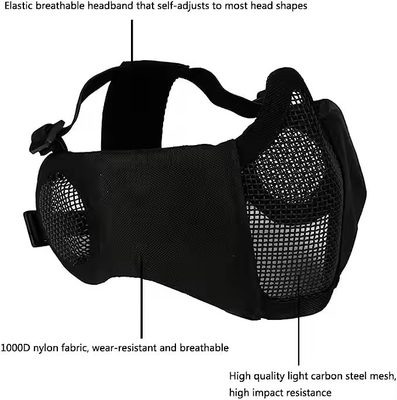 Casque tactique combiné avec une protection de l'oreille pliable Masque à demi-mesure et ensemble de verres