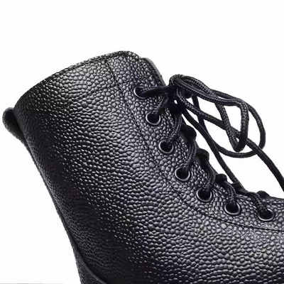 Chaussures tactiques uniformes personnalisées Chaussures en cuir de couleur noire avec Geinuen Chaussures d'entraînement en cuir Black Boots