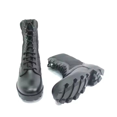 Bottes en cuir noir à grain entier en caoutchouc à semelle dure en PU en cuir authentique Bottes de plein air pour hommes