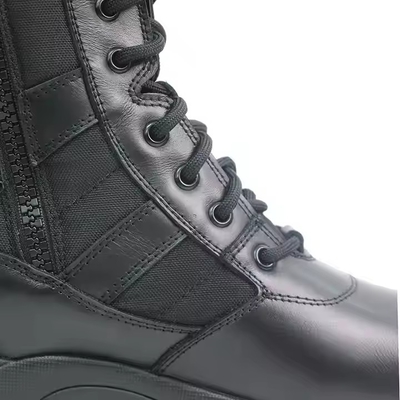 Bottes en cuir noir à grain entier en caoutchouc à semelle dure en PU en cuir authentique Bottes de plein air pour hommes