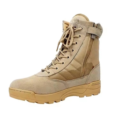 Chaussures tactiques chaussures de randonnée solide du désert kaki avec cuir chaussures d'entraînement confortables