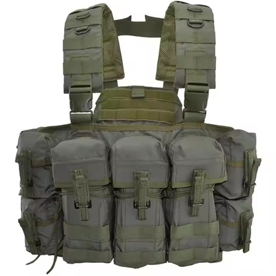 Matériau en nylon vert, équipement de poitrine tactique avec sacoche pour entraînement tactique et activités de plein air