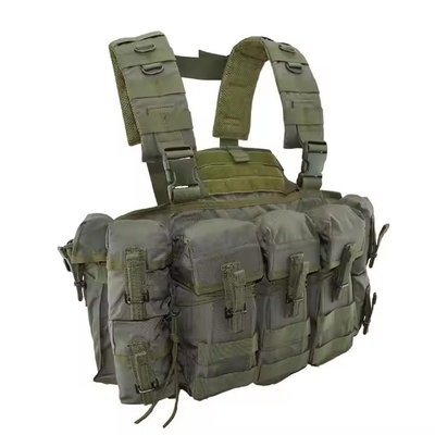 Matériau en nylon vert, équipement de poitrine tactique avec sacoche pour entraînement tactique et activités de plein air
