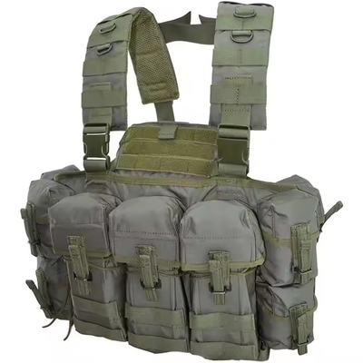 Matériau en nylon vert, équipement de poitrine tactique avec sacoche pour entraînement tactique et activités de plein air