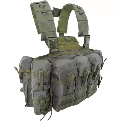 Matériau en nylon vert, équipement de poitrine tactique avec sacoche pour entraînement tactique et activités de plein air
