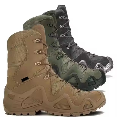 Fabrique en gros en cuir brun haut de sport extérieur survie du désert sécurité chaussures de combat tactiques