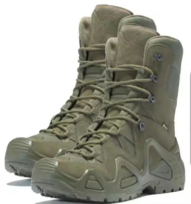 Fabrique en gros en cuir brun haut de sport extérieur survie du désert sécurité chaussures de combat tactiques