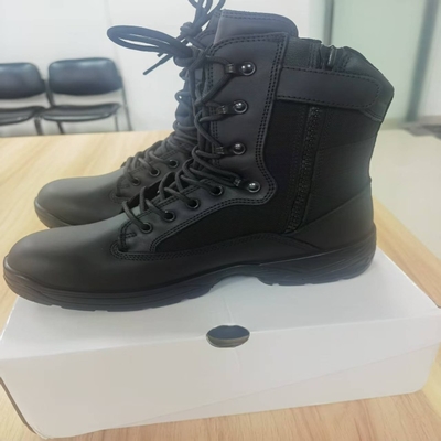 Échantillon de bottes tactiques de combat en cuir de vachette noir